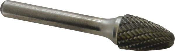 Atrax - 1/2" Cut Diam, 1/4" Shank Diam, Tree with Radius Head Double Cut Burr - Carbide, Radius End, 3/4" LOC, 2-1/2" OAL - USA Tool & Supply