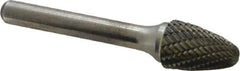 Atrax - 1/2" Cut Diam, 1/4" Shank Diam, Tree with Radius Head Double Cut Burr - Carbide, Radius End, 3/4" LOC, 2-1/2" OAL - USA Tool & Supply