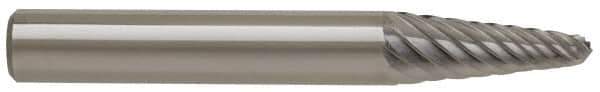M.A. Ford - 1/8" Cut Diam, 1/8" Shank Diam, Taper Head Double Cut Burr - Carbide, Radius End, 3/8" LOC, 1-1/2" OAL - USA Tool & Supply