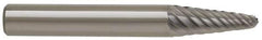 SGS Pro - 3/8" Cut Diam, 1/4" Shank Diam, Taper Head Single Cut Burr - Carbide, Radius End, 1-1/16" LOC - USA Tool & Supply