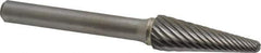 Atrax - 3/8" Cut Diam, 1/4" Shank Diam, Taper Head Single Cut Burr - Radius End, 1-1/16" LOC, 2-15/16" OAL - USA Tool & Supply