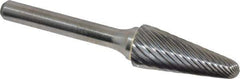 Atrax - 1/2" Cut Diam, 1/4" Shank Diam, Taper Head Single Cut Burr - Radius End, 1-1/8" LOC, 3" OAL - USA Tool & Supply