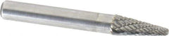 Atrax - 1/4" Cut Diam, 1/4" Shank Diam, Taper Head Double Cut Burr - Radius End, 5/8" LOC, 2" OAL - USA Tool & Supply