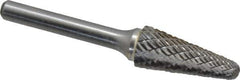 Atrax - 1/2" Cut Diam, 1/4" Shank Diam, Taper Head Double Cut Burr - Radius End, 1-1/8" LOC, 3" OAL - USA Tool & Supply