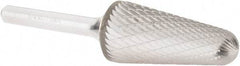 Atrax - 3/4" Cut Diam, 1/4" Shank Diam, Taper Head Double Cut Burr - Radius End, 1-1/2" LOC, 3-3/8" OAL - USA Tool & Supply