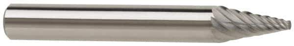 M.A. Ford - 1/4" Cut Diam, 1/4" Shank Diam, Cone Head Single Cut Burr - Carbide, Point End, 1/2" LOC, 2" OAL - USA Tool & Supply