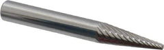 Atrax - 1/4" Cut Diam, 1/4" Shank Diam, Cone Head Single Cut Burr - Carbide, Point End, 3/4" LOC, 2" OAL - USA Tool & Supply