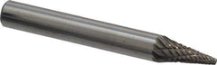 Atrax - 1/4" Cut Diam, 1/4" Shank Diam, Cone Head Double Cut Burr - Carbide, Point End, 1/2" LOC, 2" OAL - USA Tool & Supply