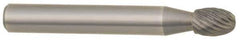 M.A. Ford - 5/8" Cut Diam, 1/4" Shank Diam, Oval Head Single Cut Burr - Carbide, Radius End, 1" LOC, 3" OAL - USA Tool & Supply
