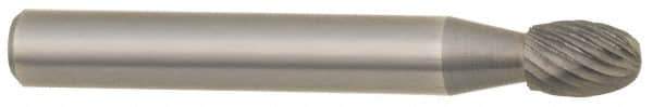 M.A. Ford - 3/4" Cut Diam, 1/4" Shank Diam, Oval Head Double Cut Burr - Carbide, Radius End, 1" LOC, 3" OAL - USA Tool & Supply