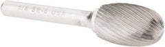 Atrax - 5/8" Cut Diam, 1/4" Shank Diam, Oval Head Single Cut Burr - Carbide, Radius End, 1" LOC, 2-3/4" OAL - USA Tool & Supply