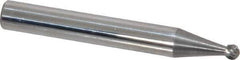 Atrax - 1/8" Cut Diam, 1/4" Shank Diam, Ball Head Single Cut Burr - Carbide, Radius End, 3/32" LOC, 2" OAL - USA Tool & Supply