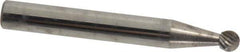 Atrax - 3/16" Cut Diam, 1/4" Shank Diam, Ball Head Single Cut Burr - Carbide, Radius End, 1/8" LOC, 2" OAL - USA Tool & Supply