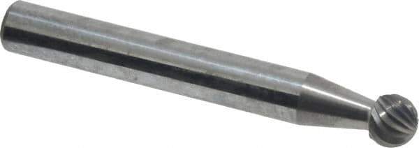 Atrax - 1/4" Cut Diam, 1/4" Shank Diam, Ball Head Single Cut Burr - Carbide, Radius End, 7/32" LOC, 2" OAL - USA Tool & Supply
