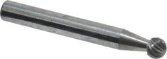 Atrax - 1/4" Cut Diam, 1/4" Shank Diam, Ball Head Single Cut Burr - Carbide, Radius End, 7/32" LOC, 2" OAL - USA Tool & Supply