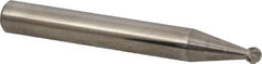 Atrax - 1/8" Cut Diam, 1/4" Shank Diam, Ball Head Double Cut Burr - Carbide, Radius End, 3/32" LOC, 2" OAL - USA Tool & Supply