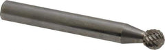 Atrax - 1/4" Cut Diam, 1/4" Shank Diam, Ball Head Double Cut Burr - Carbide, Radius End, 7/32" LOC, 2" OAL - USA Tool & Supply
