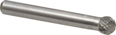 Atrax - 5/16" Cut Diam, 1/4" Shank Diam, Ball Head Double Cut Burr - Carbide, Radius End, 1/4" LOC, 2-1/32" OAL - USA Tool & Supply