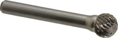 Atrax - 7/16" Cut Diam, 1/4" Shank Diam, Ball Head Double Cut Burr - Carbide, Radius End, 3/8" LOC, 2-3/16" OAL - USA Tool & Supply