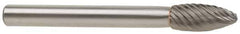 M.A. Ford - 3/4" Cut Diam, 1/4" Shank Diam, Flame Head Single Cut Burr - Carbide, Radius End, 1-5/8" LOC, 3-5/8" OAL - USA Tool & Supply