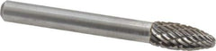 Atrax - 5/16" Cut Diam, 1/4" Shank Diam, Flame Head Double Cut Burr - Carbide, Radius End, 3/4" LOC, 2-1/2" OAL - USA Tool & Supply