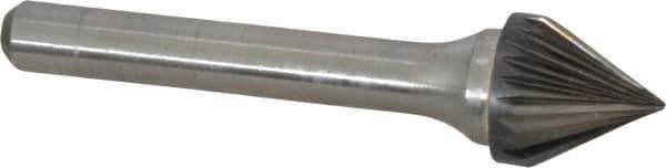 Atrax - 1/2" Cut Diam, 1/4" Shank Diam, Taper Head Single Cut Burr - Carbide, Radius End, 7/16" LOC, 2-3/16" OAL - USA Tool & Supply
