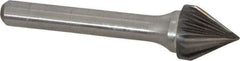 Atrax - 1/2" Cut Diam, 1/4" Shank Diam, Taper Head Single Cut Burr - Carbide, Radius End, 7/16" LOC, 2-3/16" OAL - USA Tool & Supply
