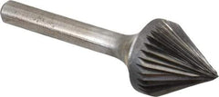 Atrax - 3/4" Cut Diam, 1/4" Shank Diam, Taper Head Single Cut Burr - Carbide, Radius End, 11/16" LOC, 2-7/16" OAL - USA Tool & Supply