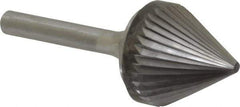 Atrax - 1" Cut Diam, 1/4" Shank Diam, Taper Head Single Cut Burr - Carbide, Radius End, 15/16" LOC, 2-9/16" OAL - USA Tool & Supply