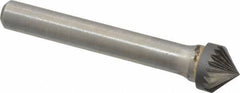 Atrax - 3/8" Cut Diam, 1/4" Shank Diam, Cone Head Single Cut Burr - Carbide, Point End, 3/16" LOC, 2-1/4" OAL - USA Tool & Supply