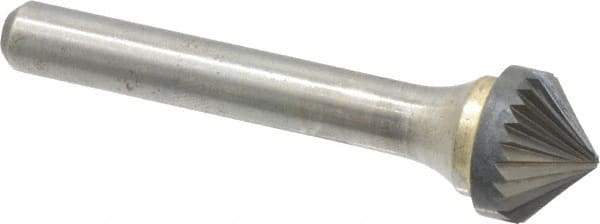 Atrax - 1/2" Cut Diam, 1/4" Shank Diam, Cone Head Single Cut Burr - Carbide, Point End, 1/4" LOC, 2" OAL - USA Tool & Supply