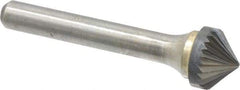 Atrax - 1/2" Cut Diam, 1/4" Shank Diam, Cone Head Single Cut Burr - Carbide, Point End, 1/4" LOC, 2" OAL - USA Tool & Supply