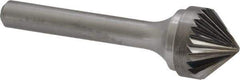 Atrax - 5/8" Cut Diam, 1/4" Shank Diam, Cone Head Single Cut Burr - Carbide, Point End, 5/16" LOC, 2-1/16" OAL - USA Tool & Supply