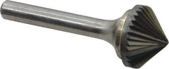 Atrax - 3/4" Cut Diam, 1/4" Shank Diam, Cone Head Single Cut Burr - Carbide, Point End, 3/8" LOC, 2-1/8" OAL - USA Tool & Supply
