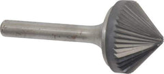 Atrax - 1" Cut Diam, 1/4" Shank Diam, Cone Head Single Cut Burr - Carbide, Point End, 1/2" LOC, 2-1/4" OAL - USA Tool & Supply