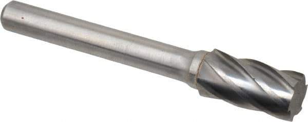 Atrax - 3/8" Cut Diam, 1/4" Shank Diam, Cylinder Head Fluted Cut Burr - Flat End, 3/4" LOC, 2-1/2" OAL - USA Tool & Supply