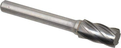 Atrax - 3/8" Cut Diam, 1/4" Shank Diam, Cylinder Head Fluted Cut Burr - Flat End, 3/4" LOC, 2-1/2" OAL - USA Tool & Supply