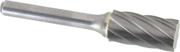 Atrax - 1/2" Cut Diam, 1/4" Shank Diam, Cylinder Head Fluted Cut Burr - Flat End, 1" LOC, 2-3/4" OAL - USA Tool & Supply