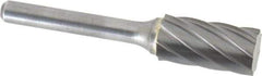 Atrax - 1/2" Cut Diam, 1/4" Shank Diam, Cylinder Head Fluted Cut Burr - Flat End, 1" LOC, 2-3/4" OAL - USA Tool & Supply