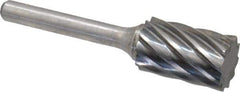 Atrax - 5/8" Cut Diam, 1/4" Shank Diam, Cylinder Head Fluted Cut Burr - Flat End, 1" LOC, 2-3/4" OAL - USA Tool & Supply