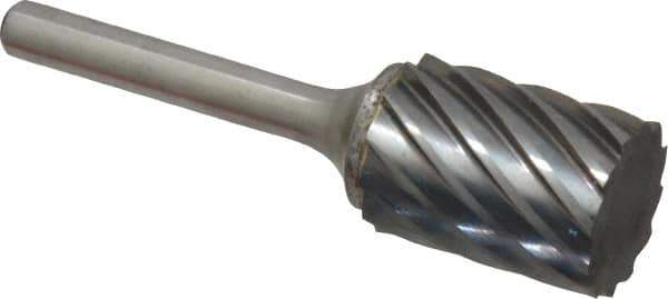 Atrax - 3/4" Cut Diam, 1/4" Shank Diam, Cylinder Head Fluted Cut Burr - Flat End, 1" LOC, 2-3/4" OAL - USA Tool & Supply