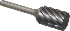 Atrax - 3/4" Cut Diam, 1/4" Shank Diam, Cylinder Head Fluted Cut Burr - Flat End, 1" LOC, 2-3/4" OAL - USA Tool & Supply