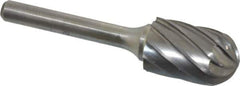 Atrax - 5/8" Cut Diam, 1/4" Shank Diam, Cylinder with Radius Head Fluted Cut Burr - Radius End, 1" LOC, 2-3/4" OAL - USA Tool & Supply