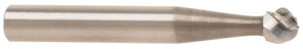 SGS Pro - 5/8" Cut Diam, 1/4" Shank Diam, Ball Head Single Cut Burr - Carbide, Radius End, 9/16" LOC, 2-5/16" OAL - USA Tool & Supply
