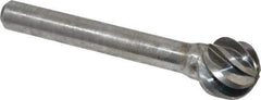Atrax - 1/2" Cut Diam, 1/4" Shank Diam, Ball Head Fluted Cut Burr - Radius End, 1/4" LOC, 2-13/64" OAL - USA Tool & Supply