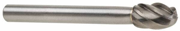 SGS Pro - 3/4" Cut Diam, 3/8" Shank Diam, Oval Head Single Cut Burr - Carbide, Radius End, 1" LOC, 3" OAL - USA Tool & Supply