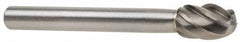 M.A. Ford - 1/2" Cut Diam, 1/4" Shank Diam, Oval Head Single Cut Burr - Carbide, Radius End, 7/8" LOC, 2-7/8" OAL - USA Tool & Supply