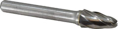 Atrax - 3/8" Cut Diam, 1/4" Shank Diam, Tree with Radius Head Fluted Cut Burr - Radius End, 3/4" LOC, 2-1/2" OAL - USA Tool & Supply