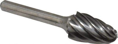 Atrax - 5/8" Cut Diam, 1/4" Shank Diam, Tree with Radius Head Fluted Cut Burr - Radius End, 1" LOC, 2-3/4" OAL - USA Tool & Supply