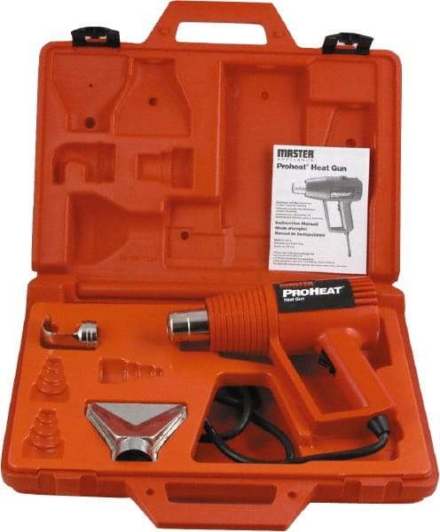 Master Appliance - 500 to 1,000°F Heat Setting, 16 CFM Air Flow, Heat Gun Kit - 120 Volts, 11 Amps, 1,300 Watts, 6' Cord Length - USA Tool & Supply